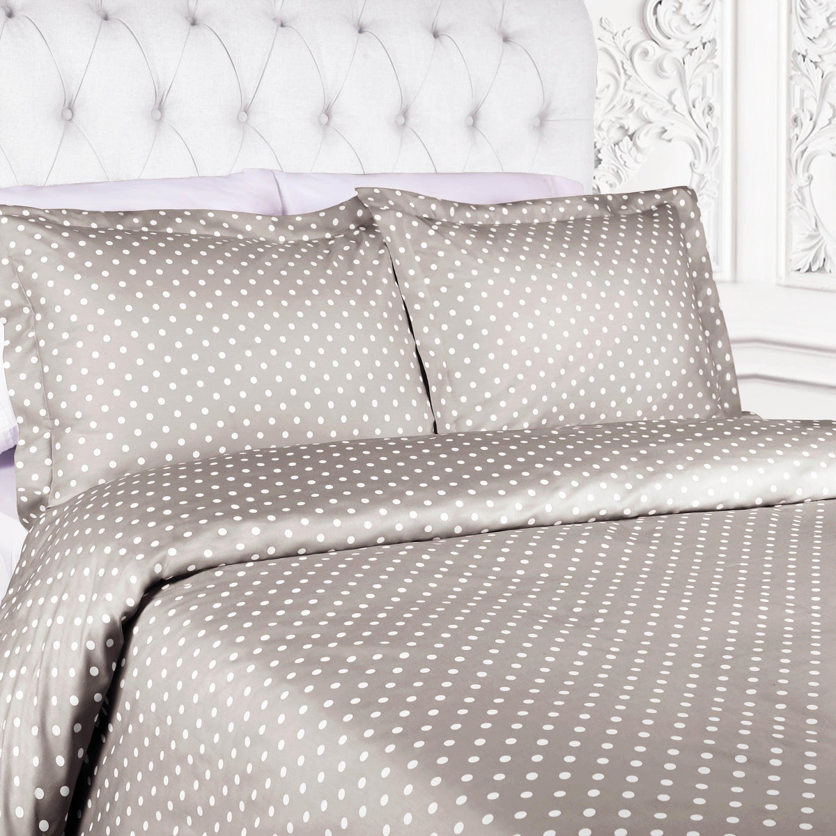 Cotton Blend 600 Thread Count Polka Dot Duvet Cover Set