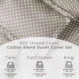 Cotton Blend 600 Thread Count Polka Dot Duvet Cover Set