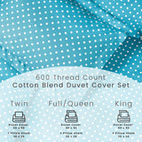 Cotton Blend 600 Thread Count Polka Dot Duvet Cover Set
