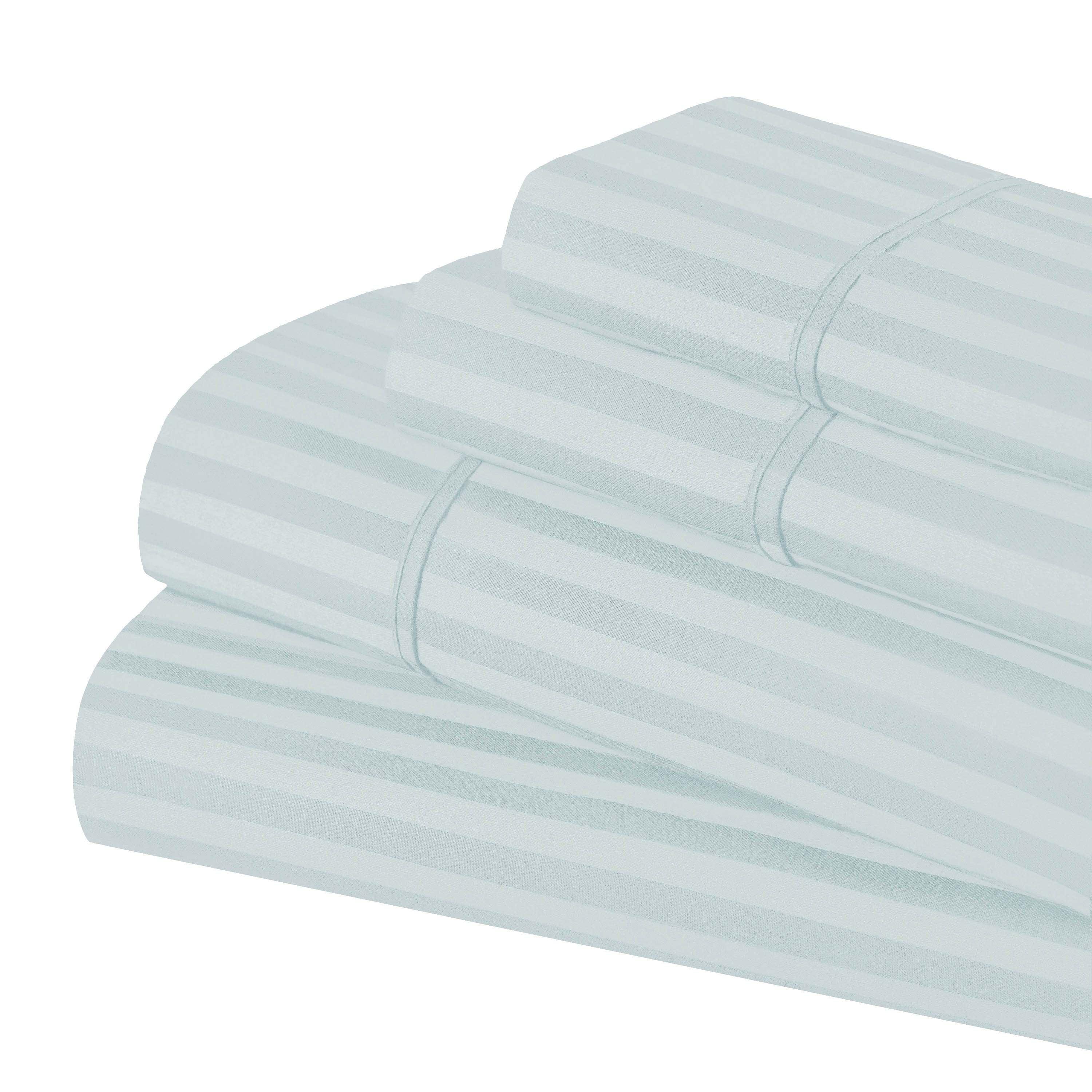 650 Thread Count Egyptian Cotton Sateen Stripe Bed Sheet Set