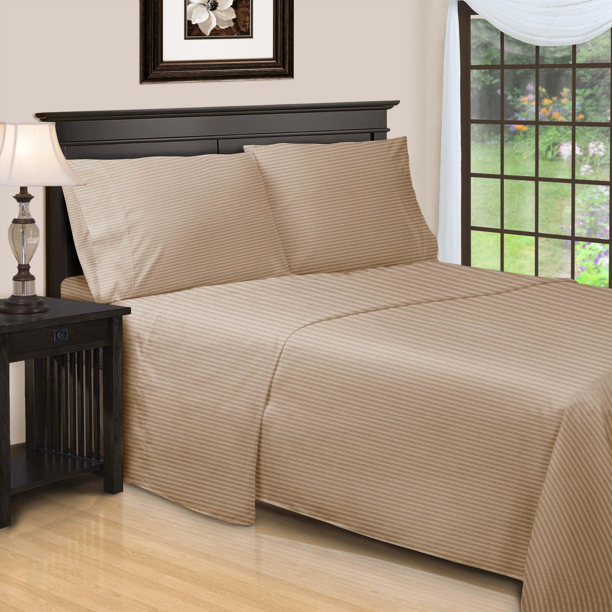 600 Thread Count Egyptian Cotton Striped Deep Pocket Sheet Set