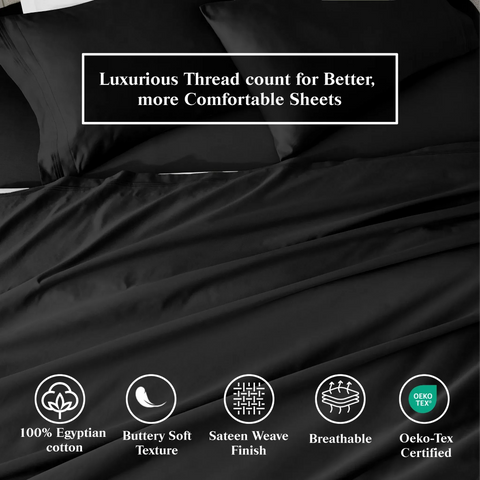 650 Thread Count Egyptian Cotton Bed Sheets - Sateen Weave