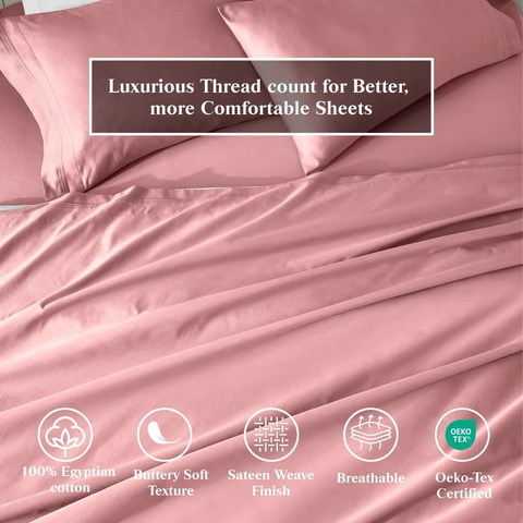 650 Thread Count Egyptian Cotton Bed Sheets - Sateen Weave