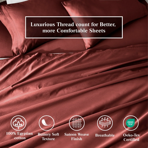 650 Thread Count Egyptian Cotton Bed Sheets - Sateen Weave