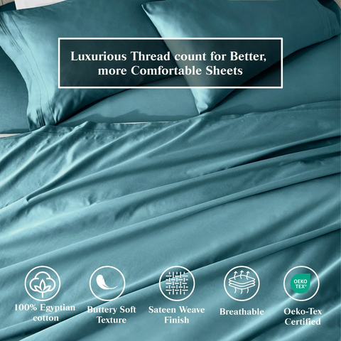 650 Thread Count Egyptian Cotton Bed Sheets - Sateen Weave