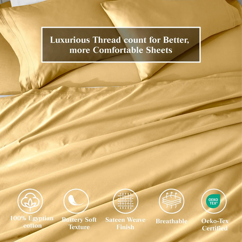 650 Thread Count Egyptian Cotton Bed Sheets - Sateen Weave