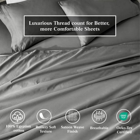 650 Thread Count Egyptian Cotton Bed Sheets - Sateen Weave