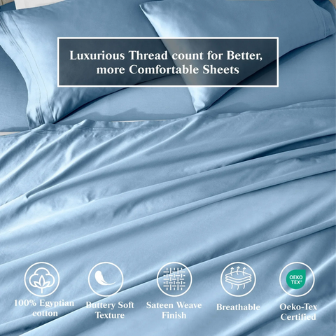 Egyptian Cotton Sateen Sheet Set 650 Thread Count