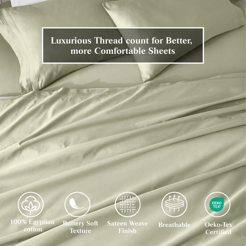 650 Thread Count Egyptian Cotton Bed Sheets - Sateen Weave