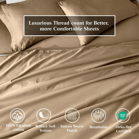 650 Thread Count Egyptian Cotton Bed Sheets - Sateen Weave