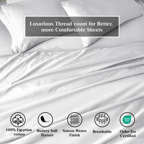 650 Thread Count Egyptian Cotton Bed Sheets - Sateen Weave