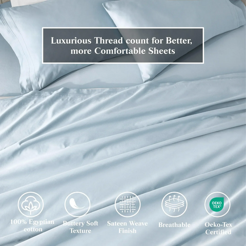 650 Thread Count Egyptian Cotton Bed Sheets - Sateen Weave