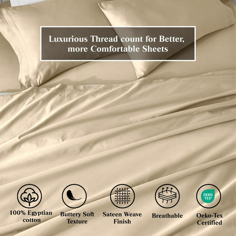 Egyptian Cotton Sateen Sheet Set 650 Thread Count