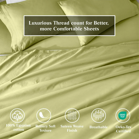 650 Thread Count Egyptian Cotton Bed Sheets - Sateen Weave