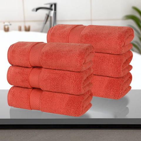 6 Piece Hand Towel Set Zero Twist Cotton Soft Absorbent