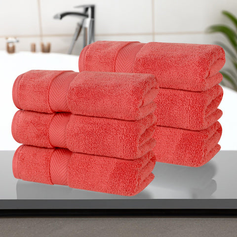6 Piece Hand Towel Set Zero Twist Cotton Soft Absorbent