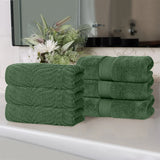 Chevron Zero Twist Solid and Jacquard Soft Cotton Hand Towel Set of 6