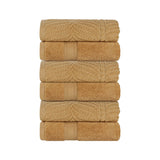 Chevron Zero Twist Solid and Jacquard Soft Cotton Hand Towel Set of 6
