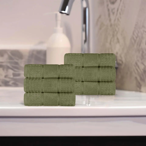 Napa Zero Twist Cotton Solid Waffle Honeycomb Hand Towel Set of 6