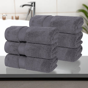 Zero Twist Cotton Solid Ultra-Soft Absorbent Hand Towel Set of 6