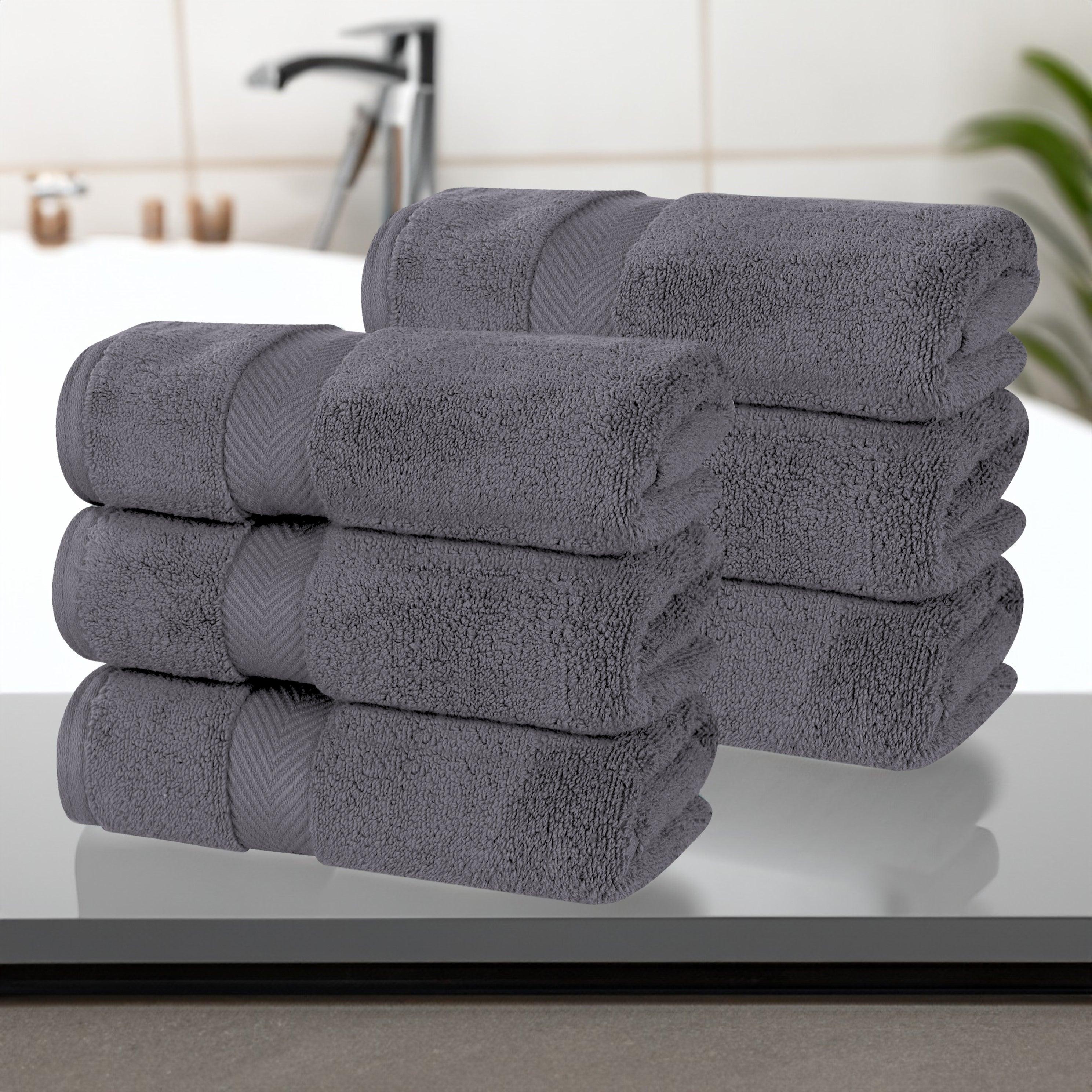 Zero Twist Cotton Solid Ultra-Soft Absorbent Hand Towel Set of 6