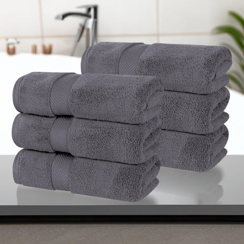6 Piece Hand Towel Set Zero Twist Cotton Soft Absorbent