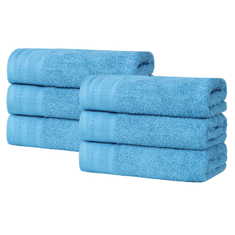 Cotton Waffle Border Hand Towel Set 6-Piece - Honeycomb