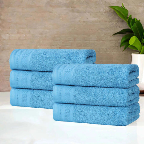 Cotton Waffle Border Hand Towel Set 6-Piece - Honeycomb