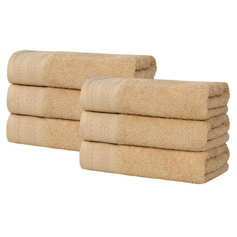 Cotton Waffle Border Hand Towel Set 6-Piece - Honeycomb