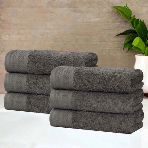 Cotton Waffle Border Hand Towel Set 6-Piece - Honeycomb