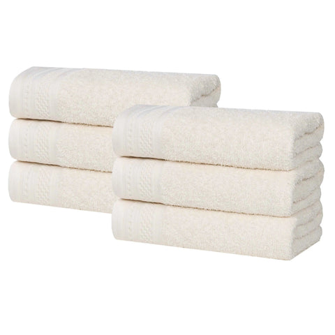 Cotton Waffle Border Hand Towel Set 6-Piece - Honeycomb