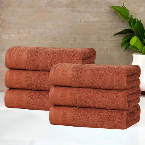 Cotton Waffle Border Hand Towel Set 6-Piece - Honeycomb