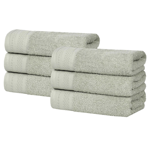 Cotton Waffle Border Hand Towel Set 6-Piece - Honeycomb