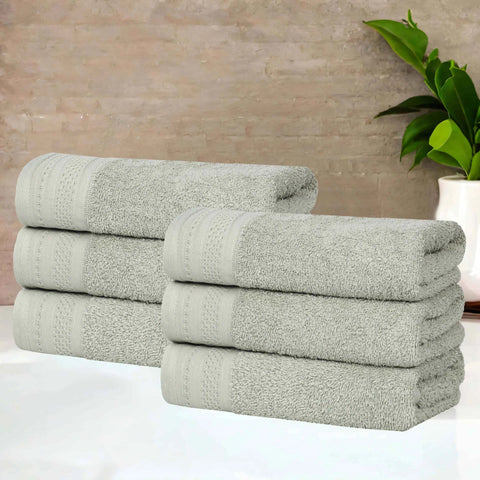 Cotton Waffle Border Hand Towel Set 6-Piece - Honeycomb