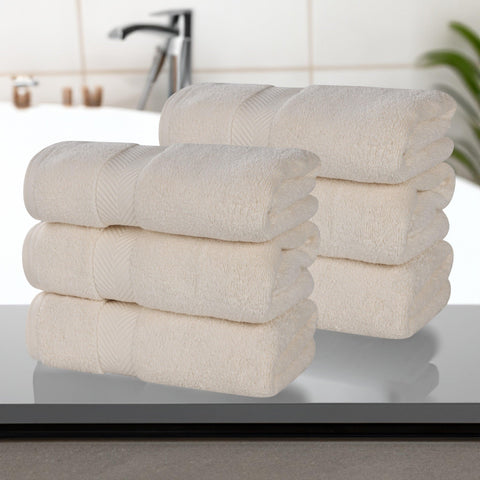 6 Piece Hand Towel Set Zero Twist Cotton Soft Absorbent