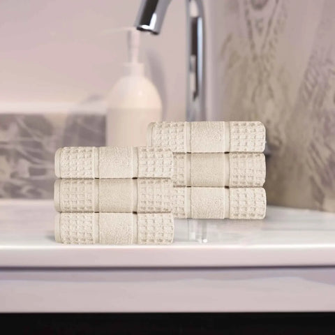Napa Zero Twist Cotton Solid Waffle Honeycomb Hand Towel Set of 6