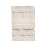 Chevron Zero Twist Solid and Jacquard Soft Cotton Hand Towel Set of 6
