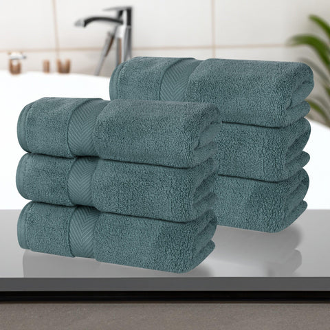 6 Piece Hand Towel Set Zero Twist Cotton Soft Absorbent