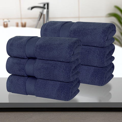 6 Piece Hand Towel Set Zero Twist Cotton Soft Absorbent