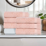 Rolla Cotton Geometric Jacquard Plush Absorbent Hand Towel Set of 6