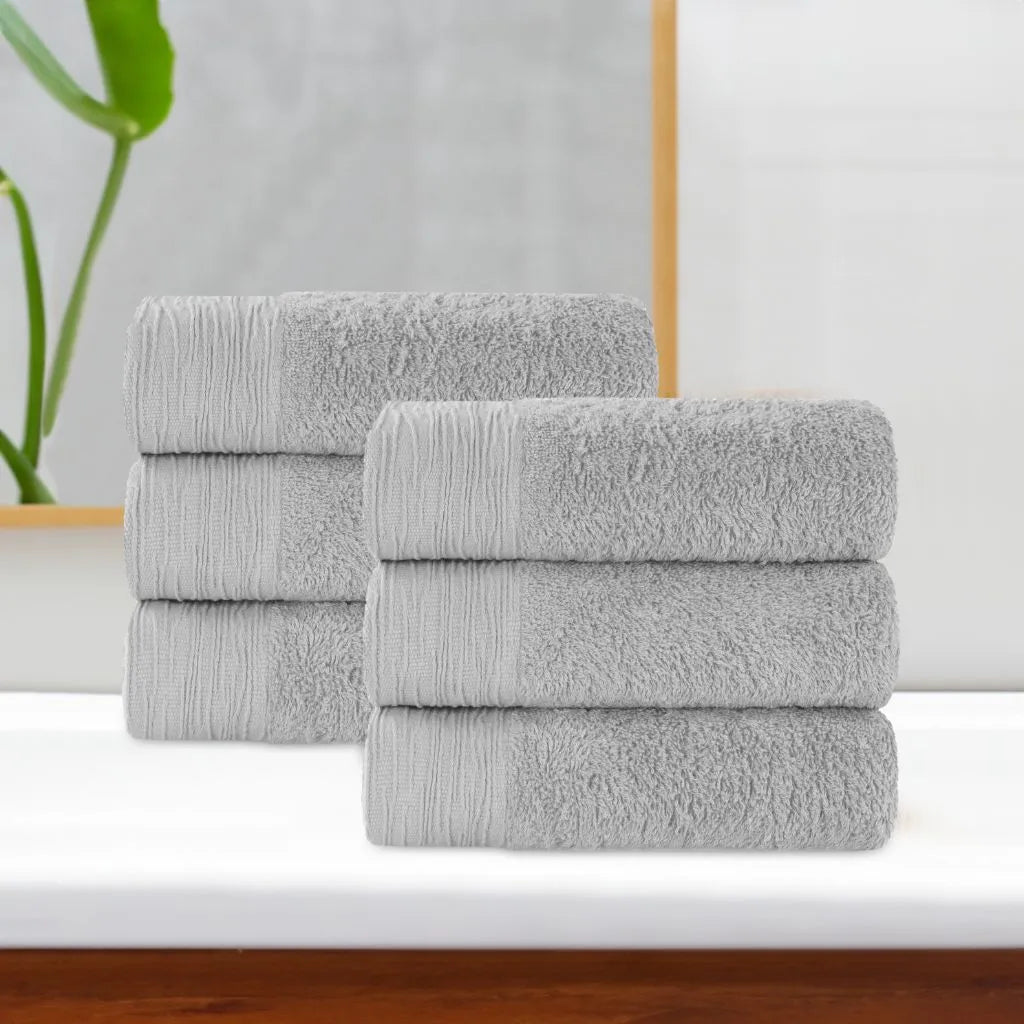 Rayon from Bamboo Eco-Friendly Fluffy Solid Hand Towel Set of 6
