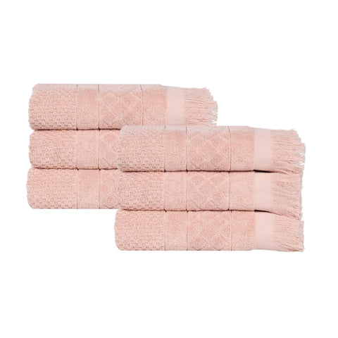 Rolla Cotton Geometric Jacquard Plush Absorbent Hand Towel Set of 6