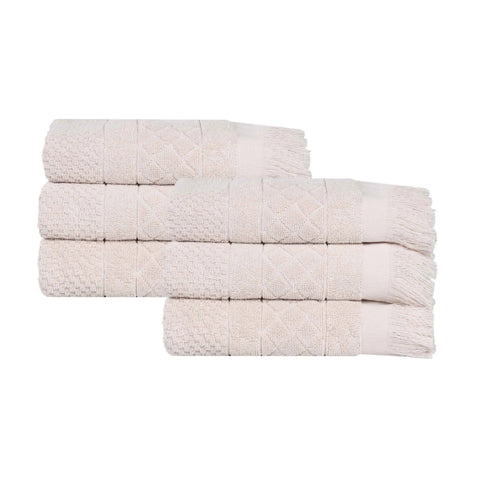 Rolla Cotton Geometric Jacquard Plush Absorbent Hand Towel Set of 6