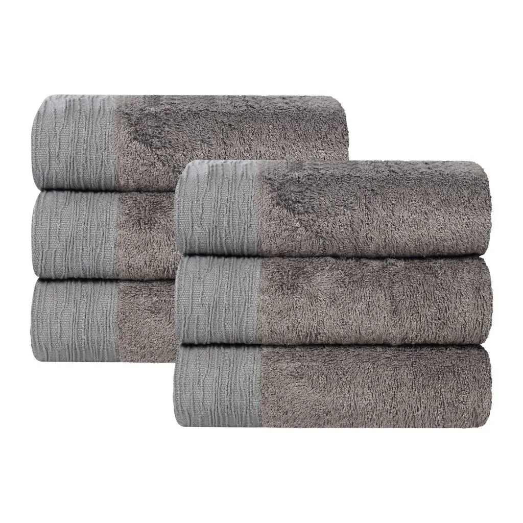 Rayon from Bamboo Eco-Friendly Fluffy Solid Hand Towel Set of 6