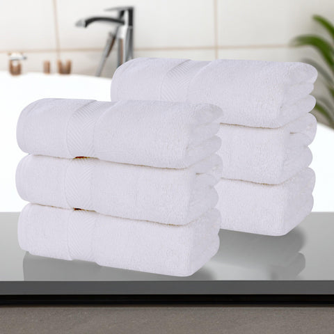 6 Piece Hand Towel Set Zero Twist Cotton Soft Absorbent