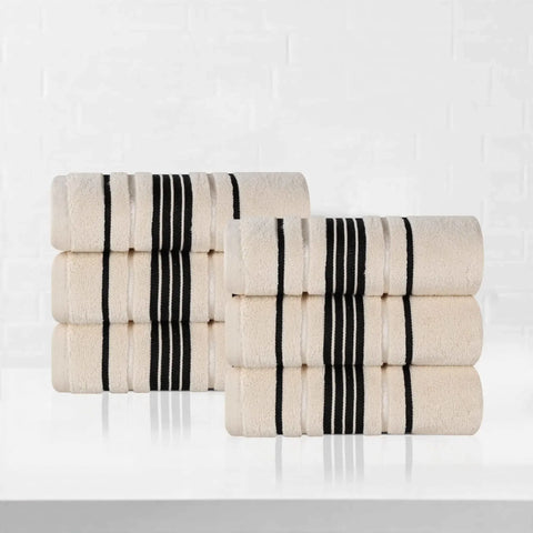 Sadie Zero Twist Cotton Absorbent Solid Hand Towel, Set of 6