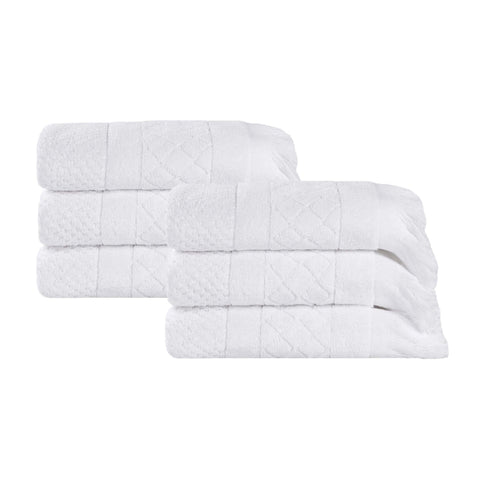Rolla Cotton Geometric Jacquard Plush Absorbent Hand Towel Set of 6
