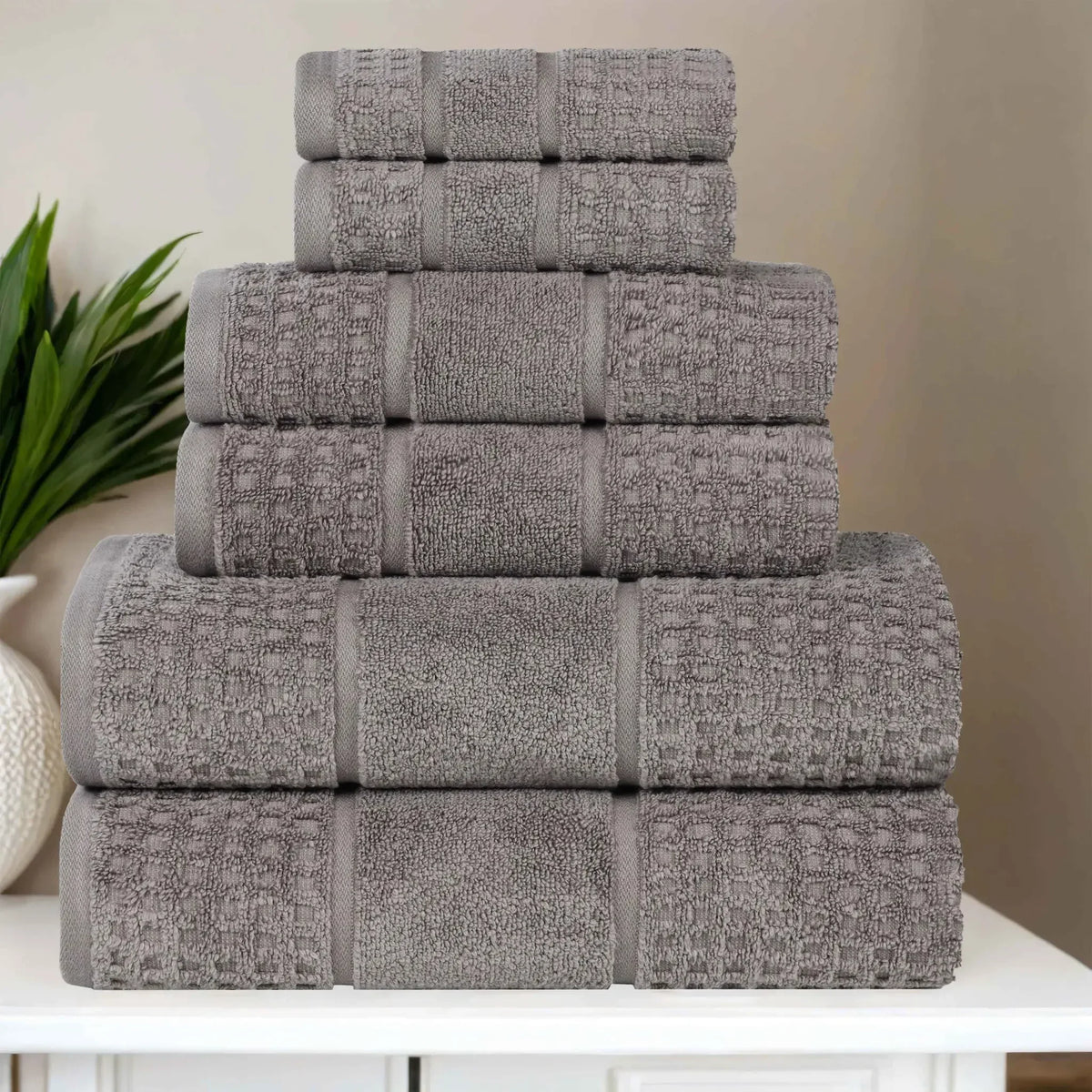Zero Twist Cotton Waffle Towel Set 6-Piece - Napa