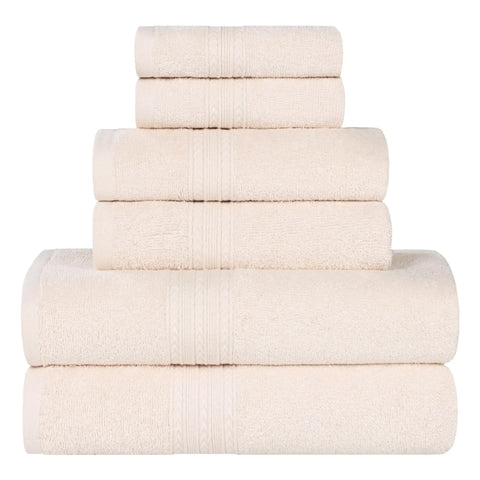 Eco-Friendly Ring-Spun Cotton 6-Piece Towel Set