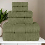 Zero Twist Cotton Waffle Towel Set 6-Piece - Napa